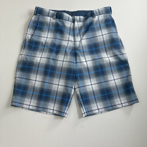Nike Golf Tour Performance Dri-Fit Shorts Blue Gray‎ Plaid Size 36 x 11” Active - Picture 1 of 6